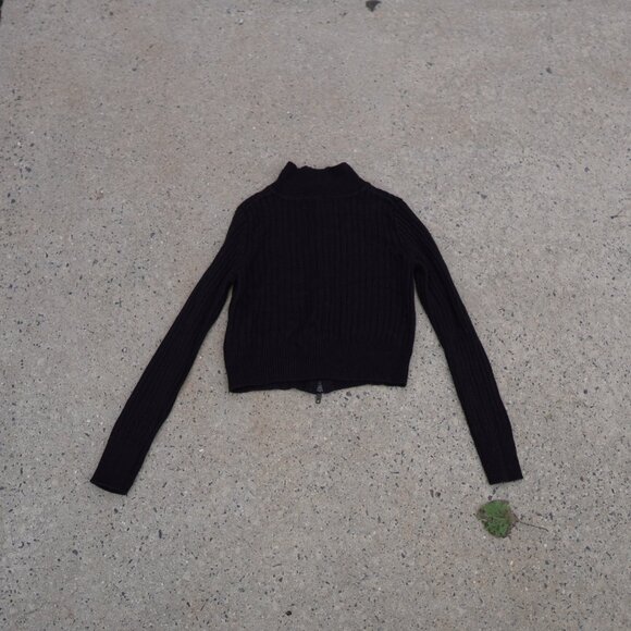 H&M Divided Black Zip Up Collared Sweater Size M Cozy Fall Winter Work Casual - Picture 9 of 10